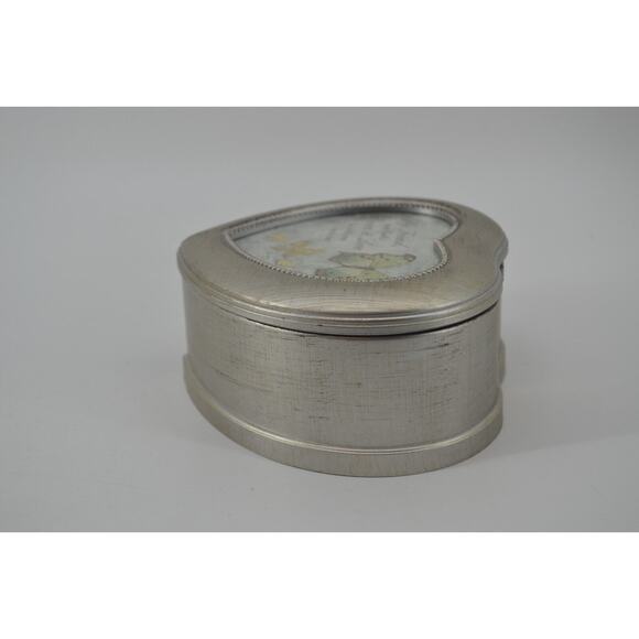 Carson Heart shaped jewelry box Silver Color Picture Frame Music Box My Friend - Picture 9 of 12